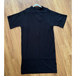 Chicos Women Midi Dress 3 XL/16 Black Mock Neck Short Sleeves Fully Lined Slits